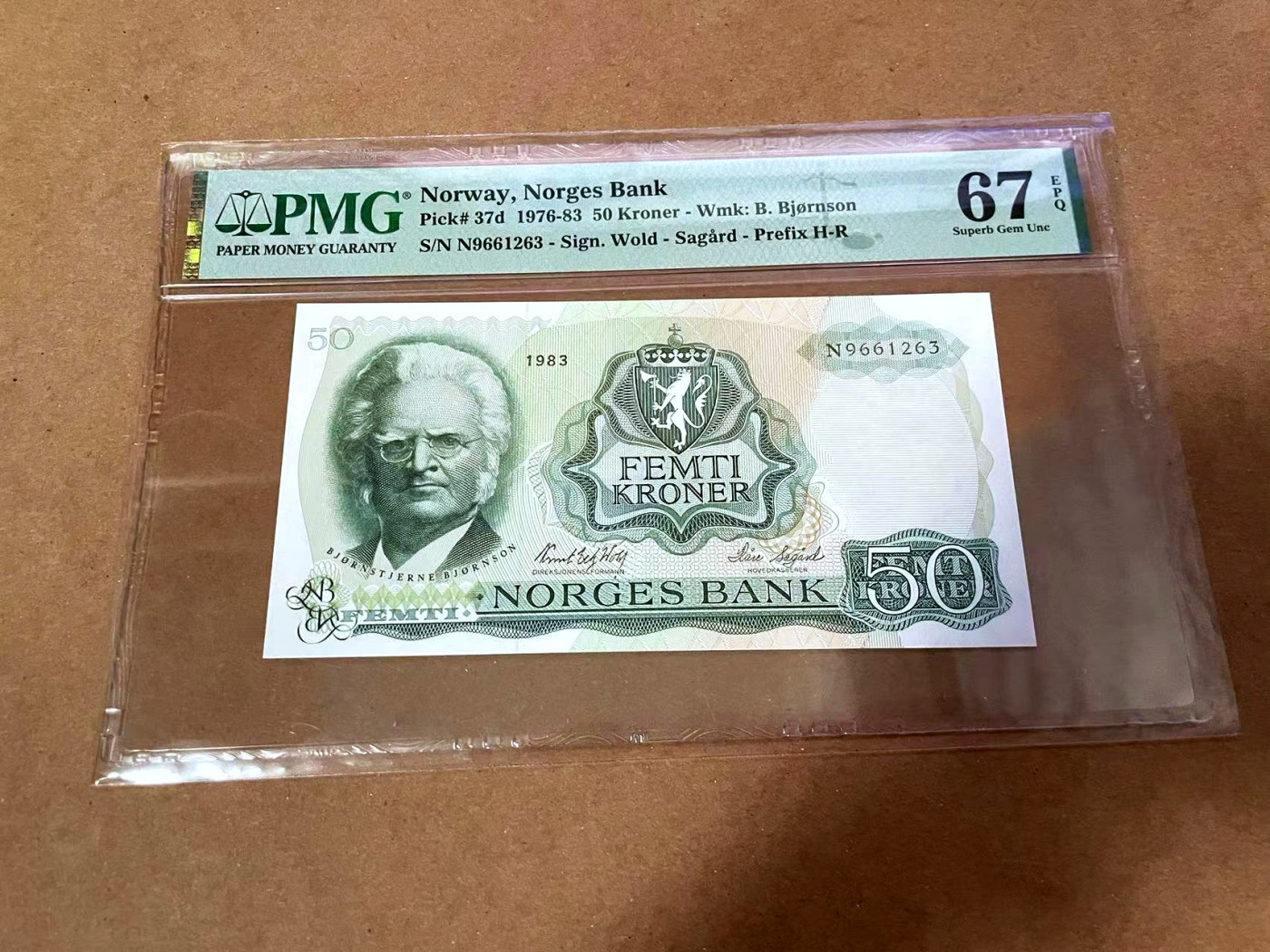 【Blue Auction】✨世界纸币精拍第454期【精】 【无47】挪威 1983年50克朗 PMG67EPQ高分