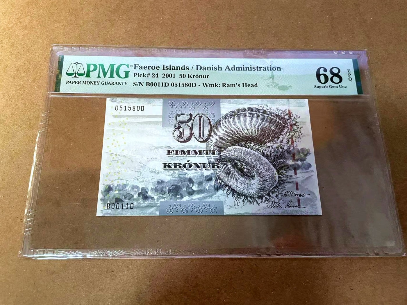 【Blue Auction】✨世界纸币精拍第454期【精】 【无47 初版】法罗群岛 2001年50克朗 PMG68EPQ 超高分