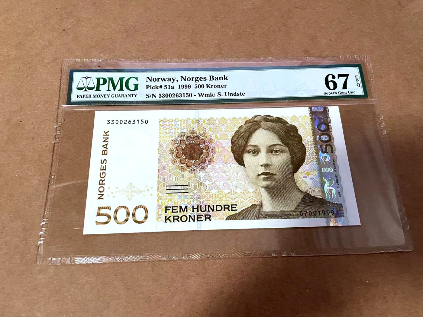 【Blue Auction】✨世界纸币精拍第454期【精】 【p51a无47】挪威 1999年500克朗 PMG67EPQ 高分