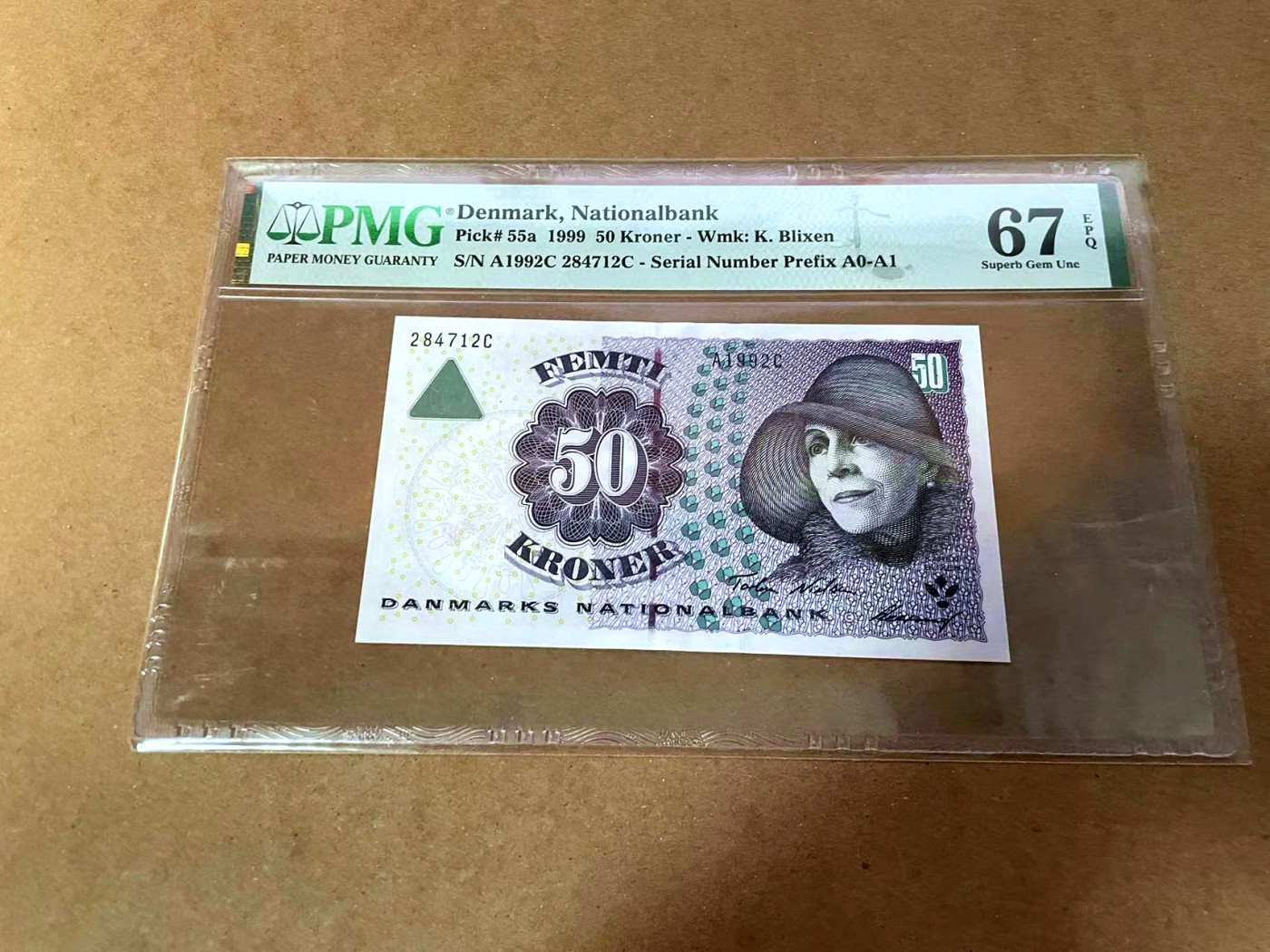 【Blue Auction】✨世界纸币精拍第454期【精】 【p55a】丹麦 1999年50克朗 PMG67EPQ 高分