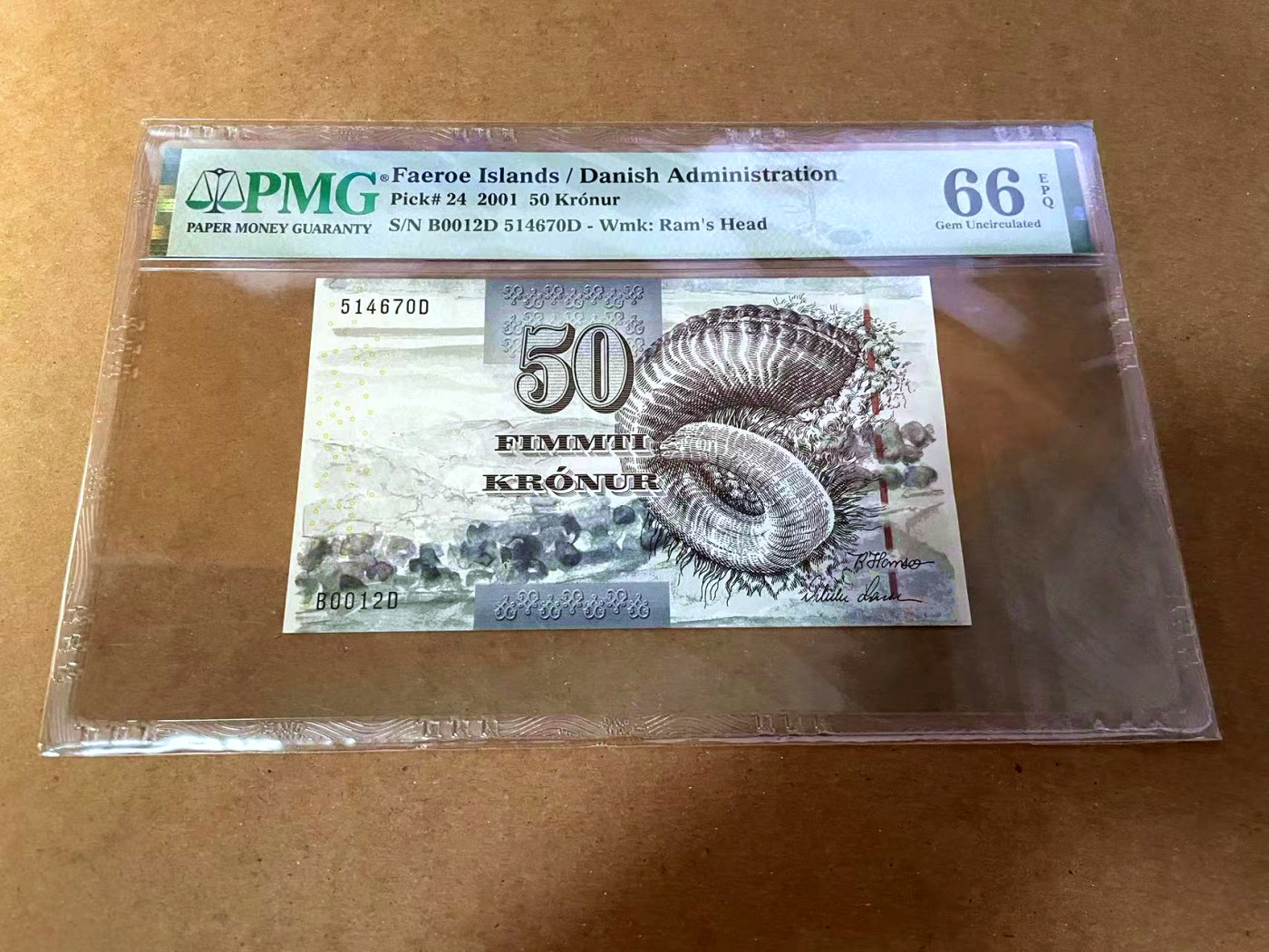 【Blue Auction】✨世界纸币精拍第454期【精】 【初版】法罗群岛 2001年50克朗 PMG66EPQ  