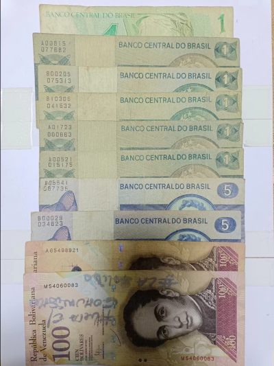 【20240328】非全新纸币第125场 - 南美洲国家10张纸币，有裂缝和字迹