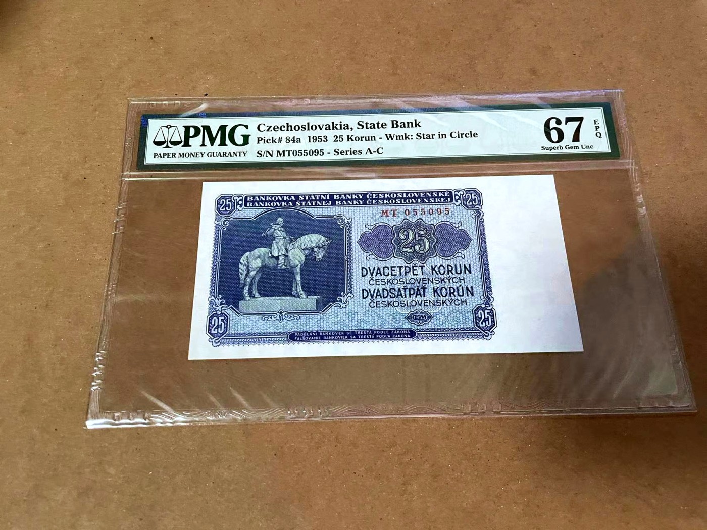 【Blue Auction】✨世界纸币精拍第454期【精】 【无47】捷斯 1953年25克朗 PMG67EPQ 高分