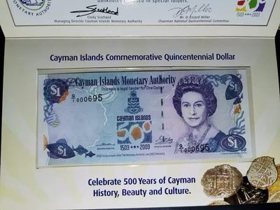 2003年开曼群岛发现开曼500周年1元纪念钞，带原装册 - 2003年开曼群岛发现开曼500周年1元纪念钞，带原装册