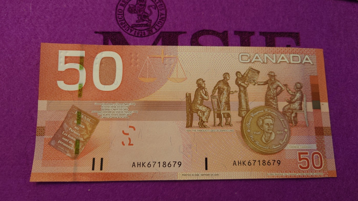 【世界钱币】精选微拍第99期暨2024年第10期  少量新品裸钞和评级币 2006年加拿大旅版50元 全新绝品无4尾号679