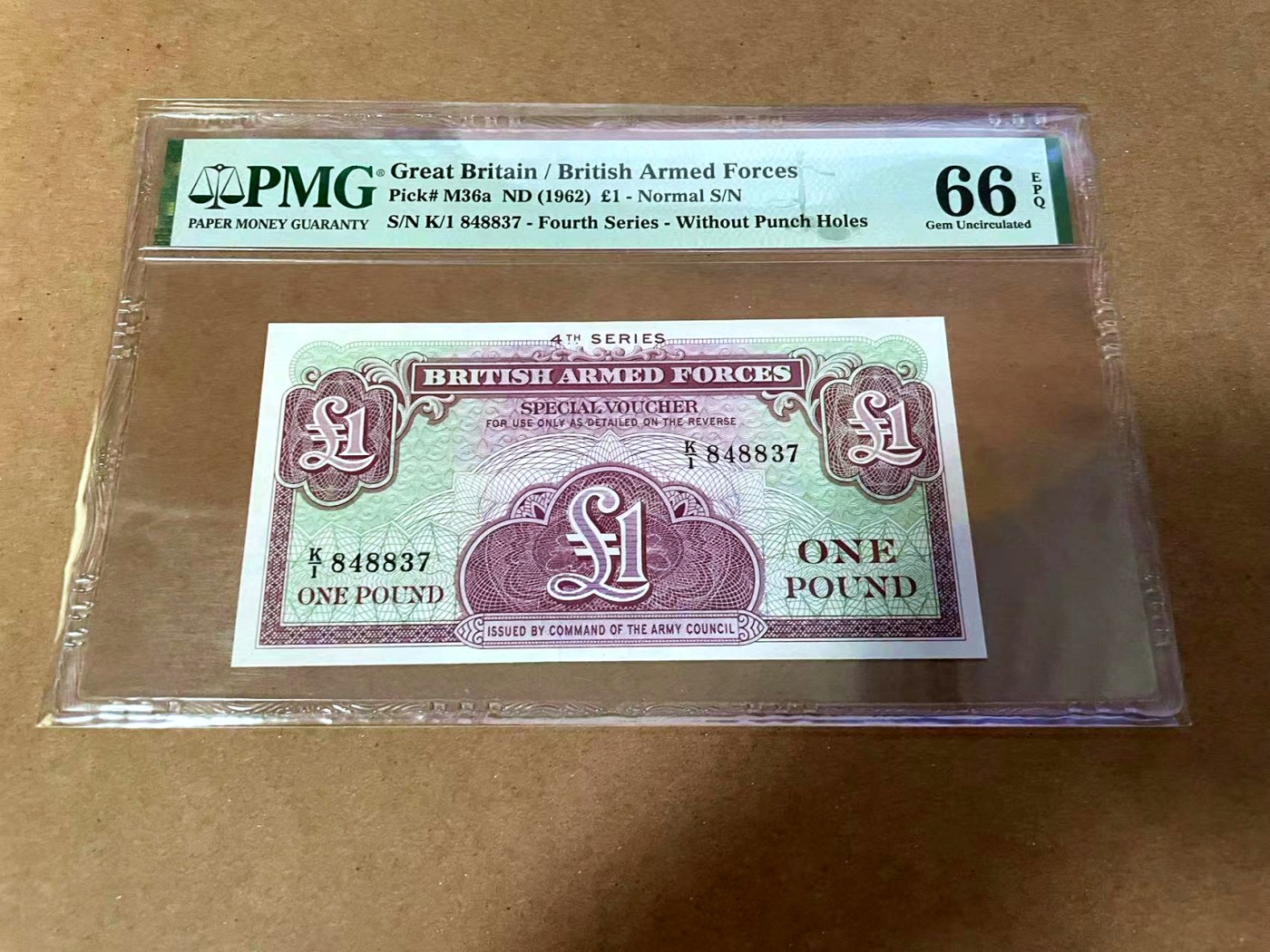 【Blue Auction】✨世界纸币精拍第454期【精】 【K/1冠】英国 1962年1镑 军票 PMG66EPQ 