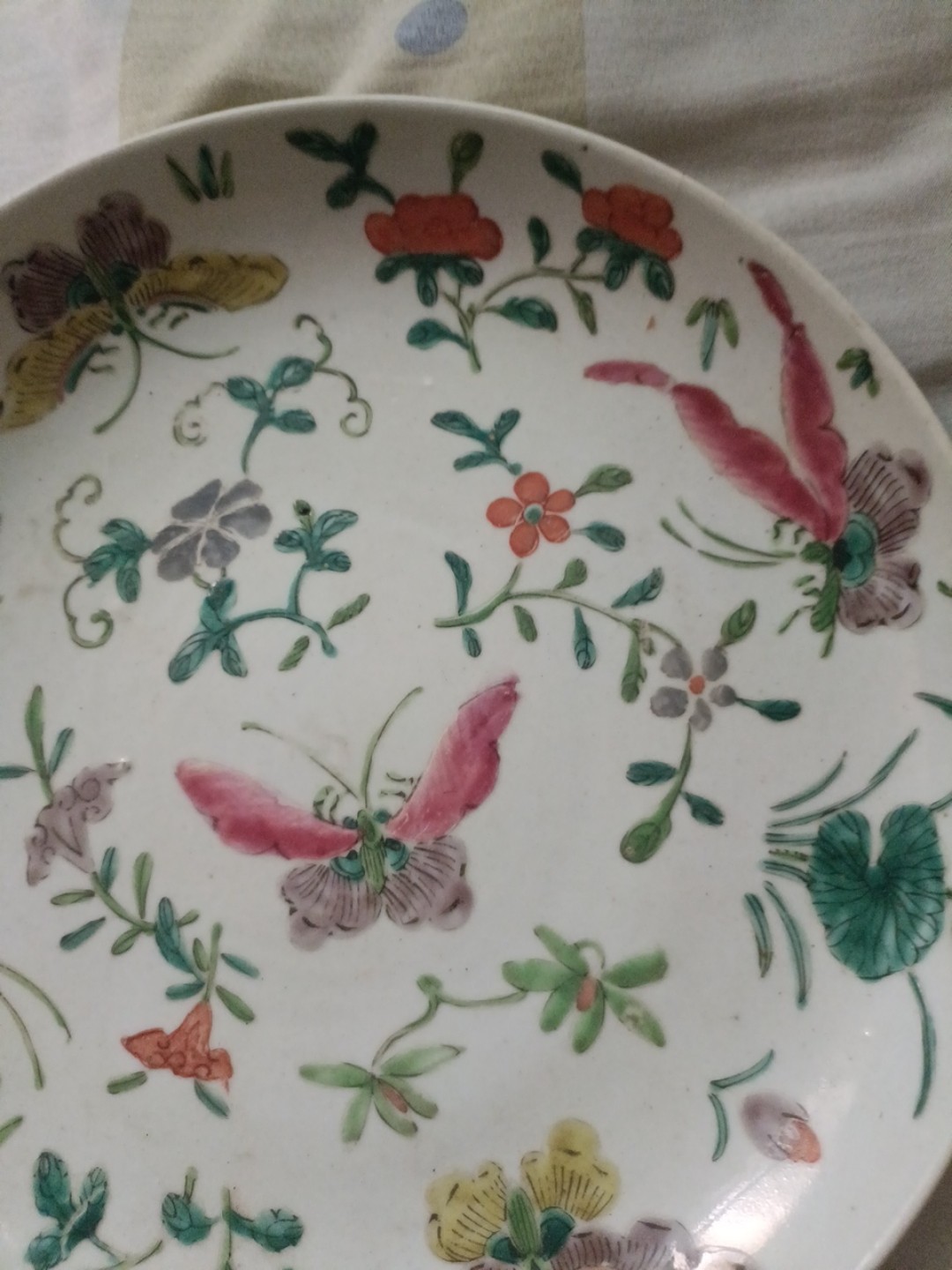 晚清花蝶绵绵盘子