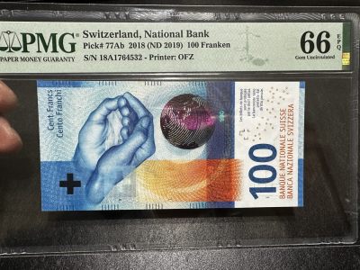 《外钞收藏家》第三百五十二期 - 2018年瑞士手版100法郎 PMG66 首发A冠