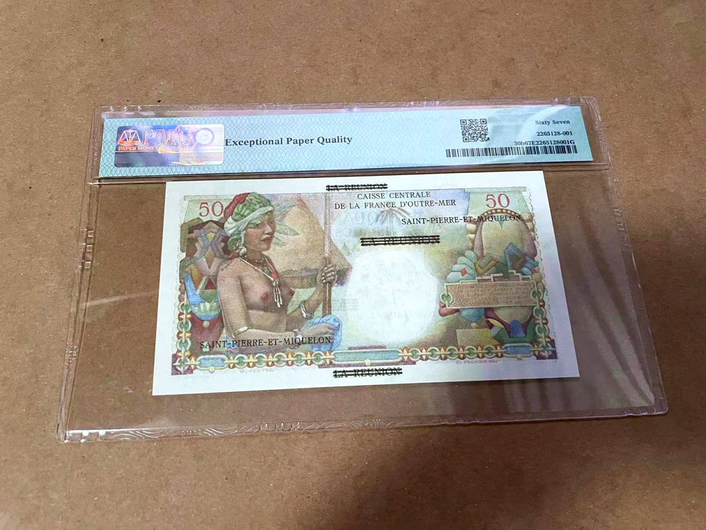 【Blue Auction】✨世界纸币精拍第454期【精】 圣皮埃尔和密克隆 1960年1新法郎=50法郎 经典白奶球 PMG67EPQ 高分 