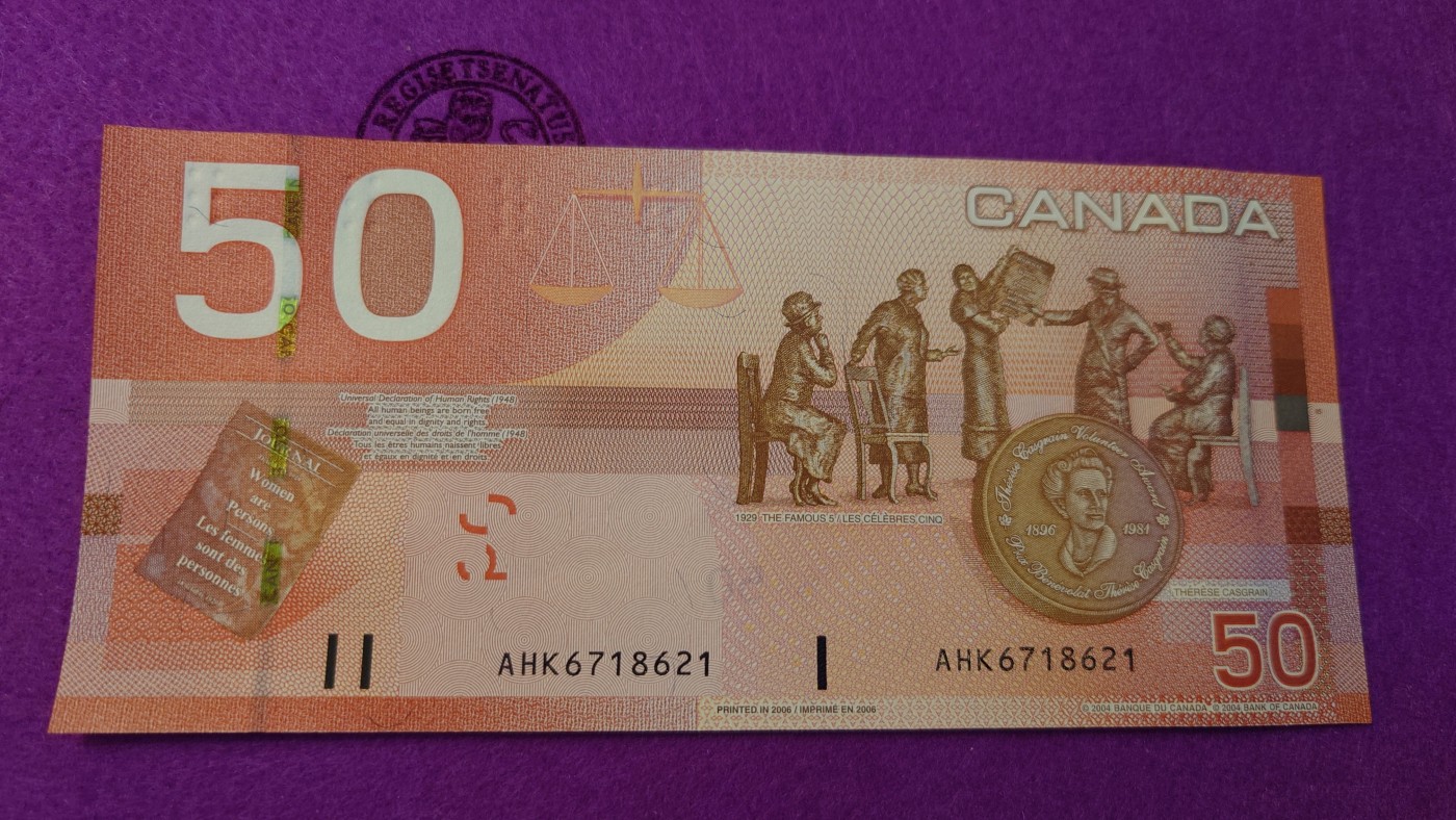 【世界钱币】精选微拍第99期暨2024年第10期  少量新品裸钞和评级币 2006年加拿大旅版50元 全新绝品无4尾号621
