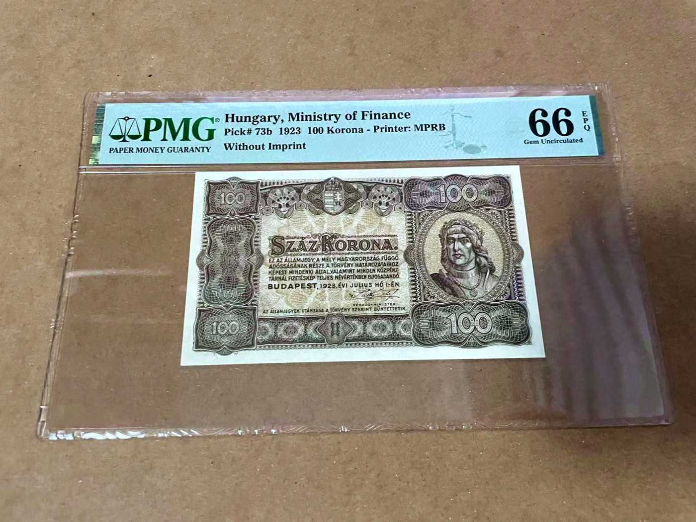 【Blue Auction】✨世界纸币精拍第454期【精】 匈牙利 早期 1923年100克朗 PMG66EPQ 