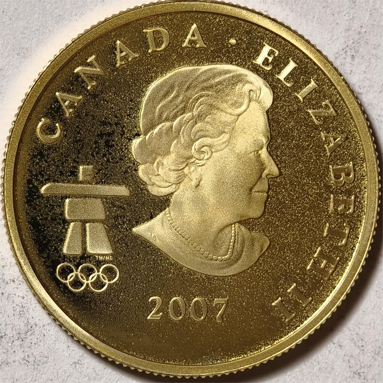 紫瑗钱币——第334期拍卖 加拿大 2007年 温哥华冬奥会 国旗呐喊 75元 12克 0.583金 精制