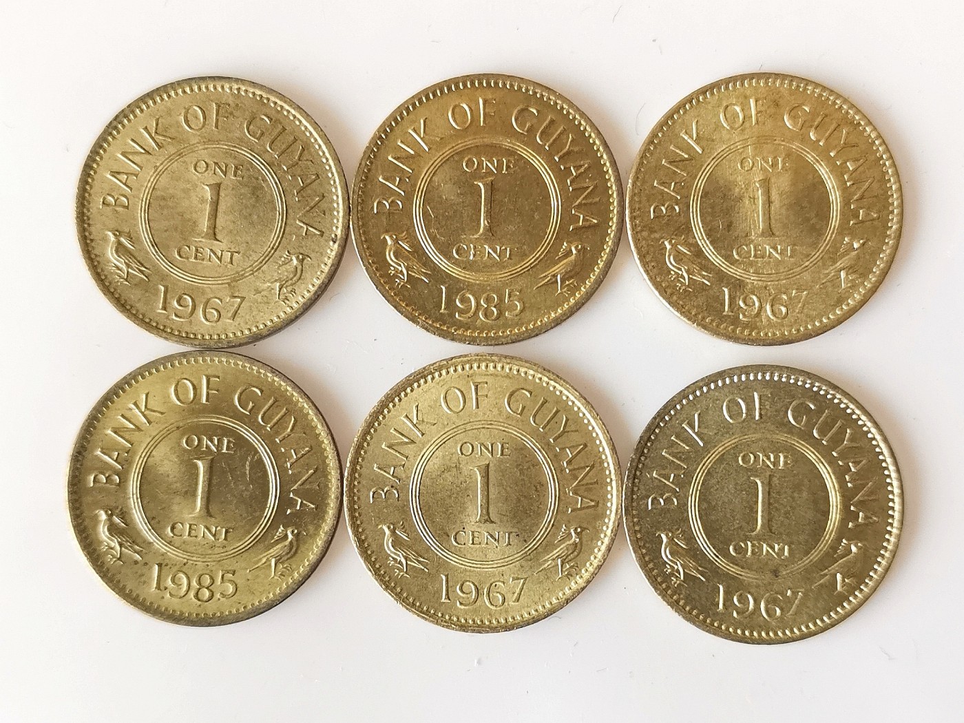 第一海外回流一元起拍收藏 散币专场 第74期 圭亚那1967/85年1分 莲花 麝雉 镍黄铜币