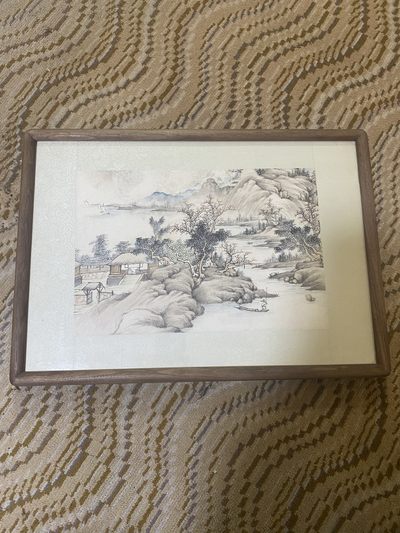 清代山水画，画芯尺寸33*22厘米，框为后配，品相如图，3000包快递 - 清代山水画，画芯尺寸33*22厘米，框为后配，品相如图，3000包快递