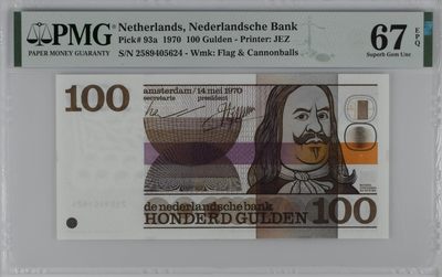 收藏联盟Quantum Auction 第334期拍卖  - 荷兰1970年100盾 PMG67 海军上将米歇尔 