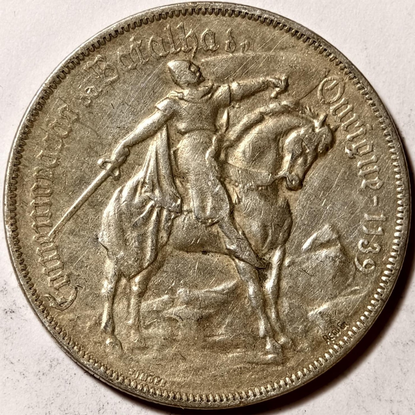 紫瑗钱币——第350期拍卖 葡萄牙 1928年 欧里克战役 10埃斯库多 12.5克 0.835银