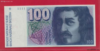 瑞士1980年100法郎 签名54 P-57c 五位号 欧洲纸币 实物如图 UNC - 瑞士1980年100法郎 签名54 P-57c 五位号 欧洲纸币 实物如图 UNC