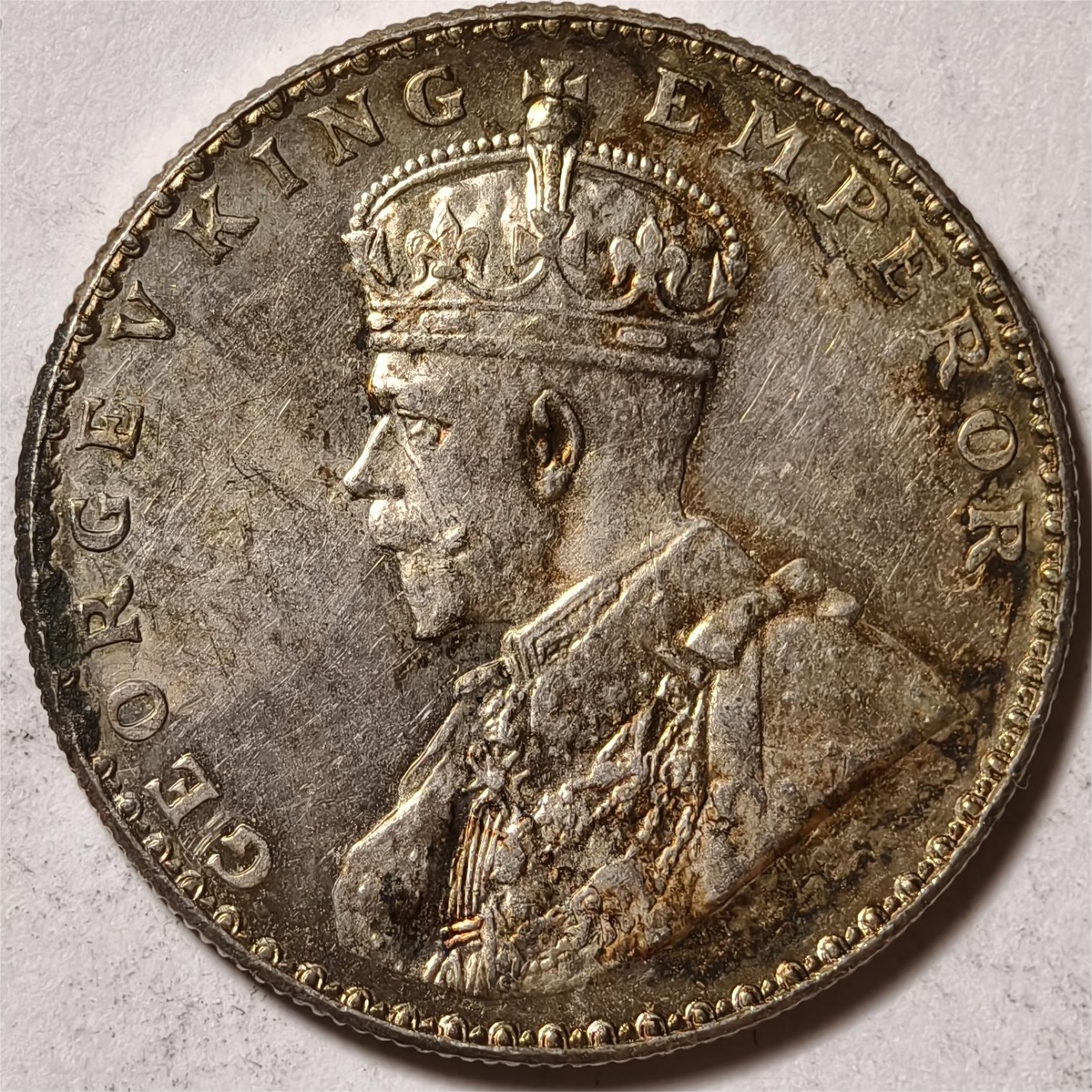 紫瑗钱币——第334期拍卖 英属印度 1912年 B版 乔治五世 1卢比 11.67克 0.917银 UNC