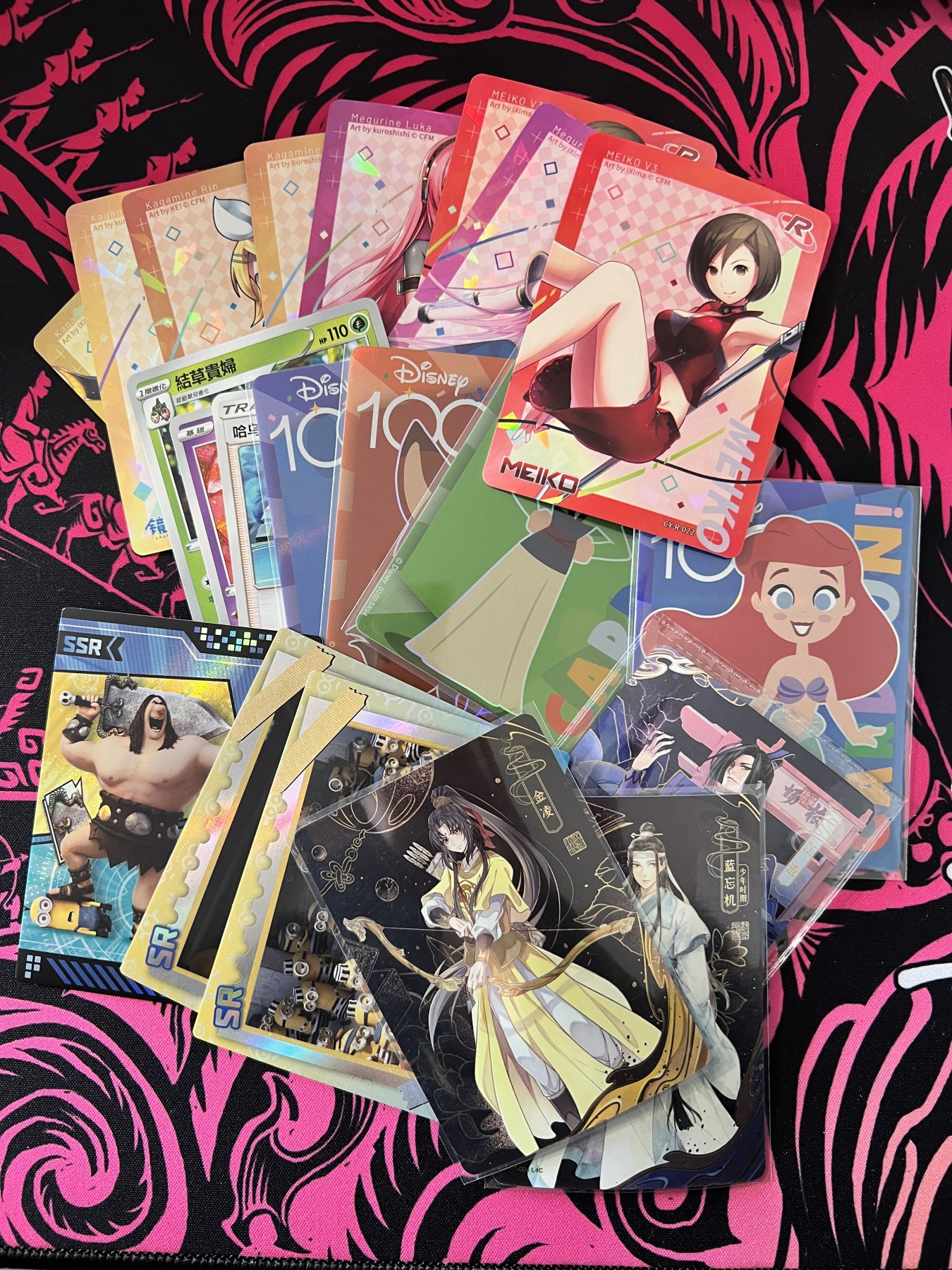 锦色铺子的卡拍 第十六期  中福第四届卡展专场 初音未来、迪士尼、宝可梦、小黄人、魔道祖师，新人入手卡21张