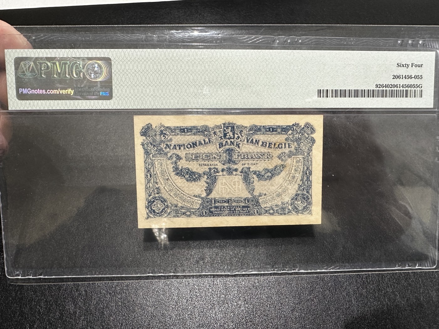 《外钞收藏家》第三百五十八期（连拍第三场） 1920-22年比利时1法郎 PMG64 无47