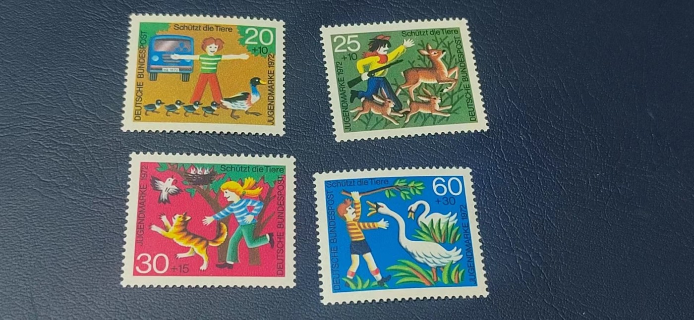 德国邮票专场，都是套票 德国邮票一套，1972年发行，保护动物4全，品相如图