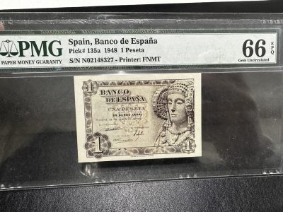 《外钞收藏家》第三百五十二期 - 1948年西班牙1比塞塔 PMG66