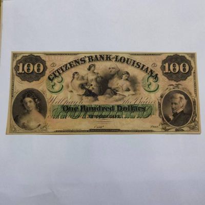 各国外币第39期 - 美国路易斯安那州100美元 1860年近新右下小裂
