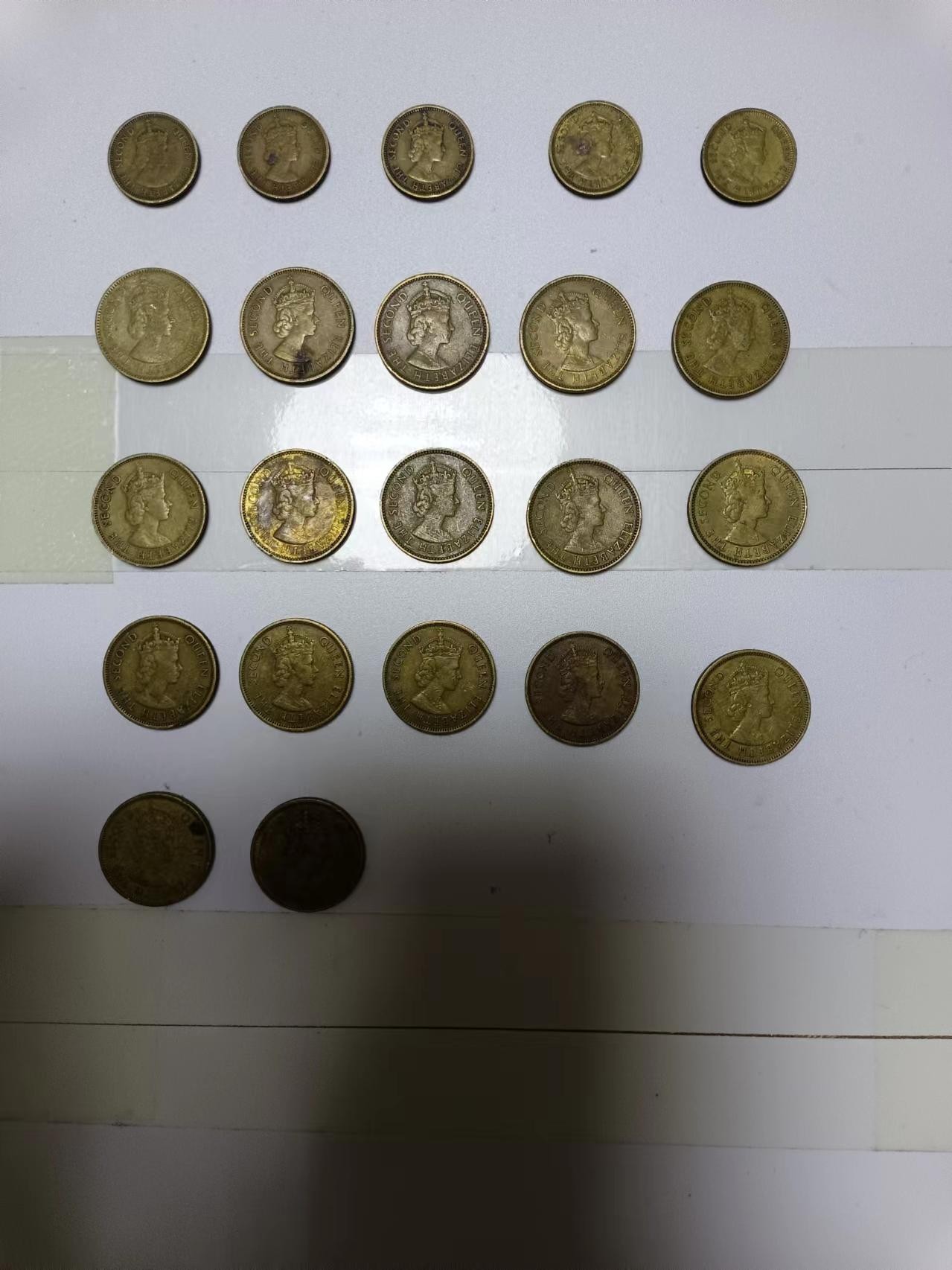 【20240401】非全新硬币和纸币第126场 香港硬币5仙5枚，1毫17枚，女王版
