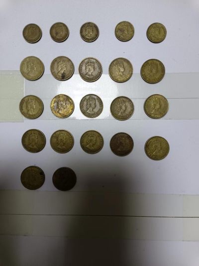 【20240401】非全新硬币和纸币第126场 - 香港硬币5仙5枚，1毫17枚，女王版
