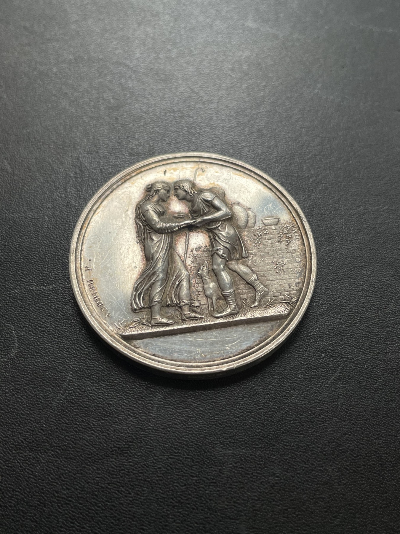 「木头集藏」章牌专场-第39期 1847年法国婚礼银章  直径：36 mm，22.5 g，边铭：手指 ARGENT（1845-1860年）