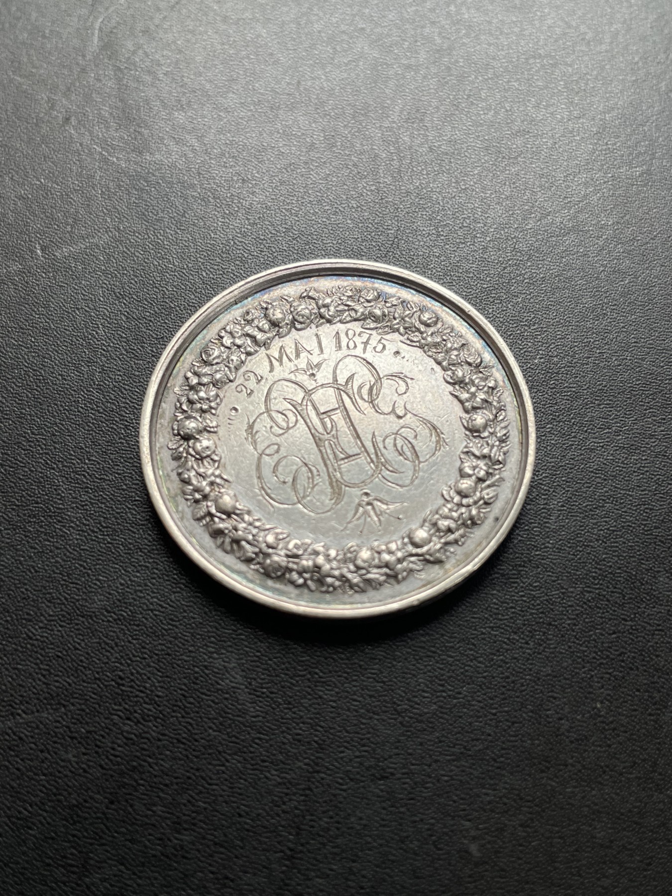 「木头集藏」章牌专场-第39期 法国婚礼银章  直径：33 mm，15.9g，边铭：船首 ARGENT （1842-1845年）