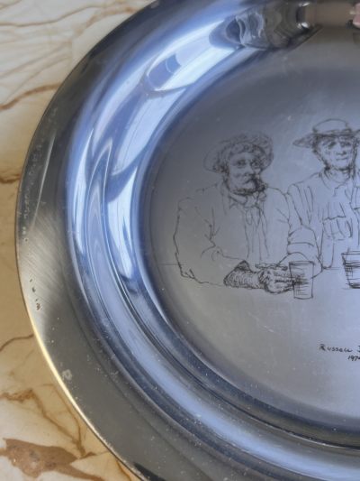 【海寧潮】1974年拉塞尔·德赖斯代尔爵士名画银质盘子-澳大利亚斯托克斯有限公司限量版，直径20.1厘米，重194克，银价大概1164元