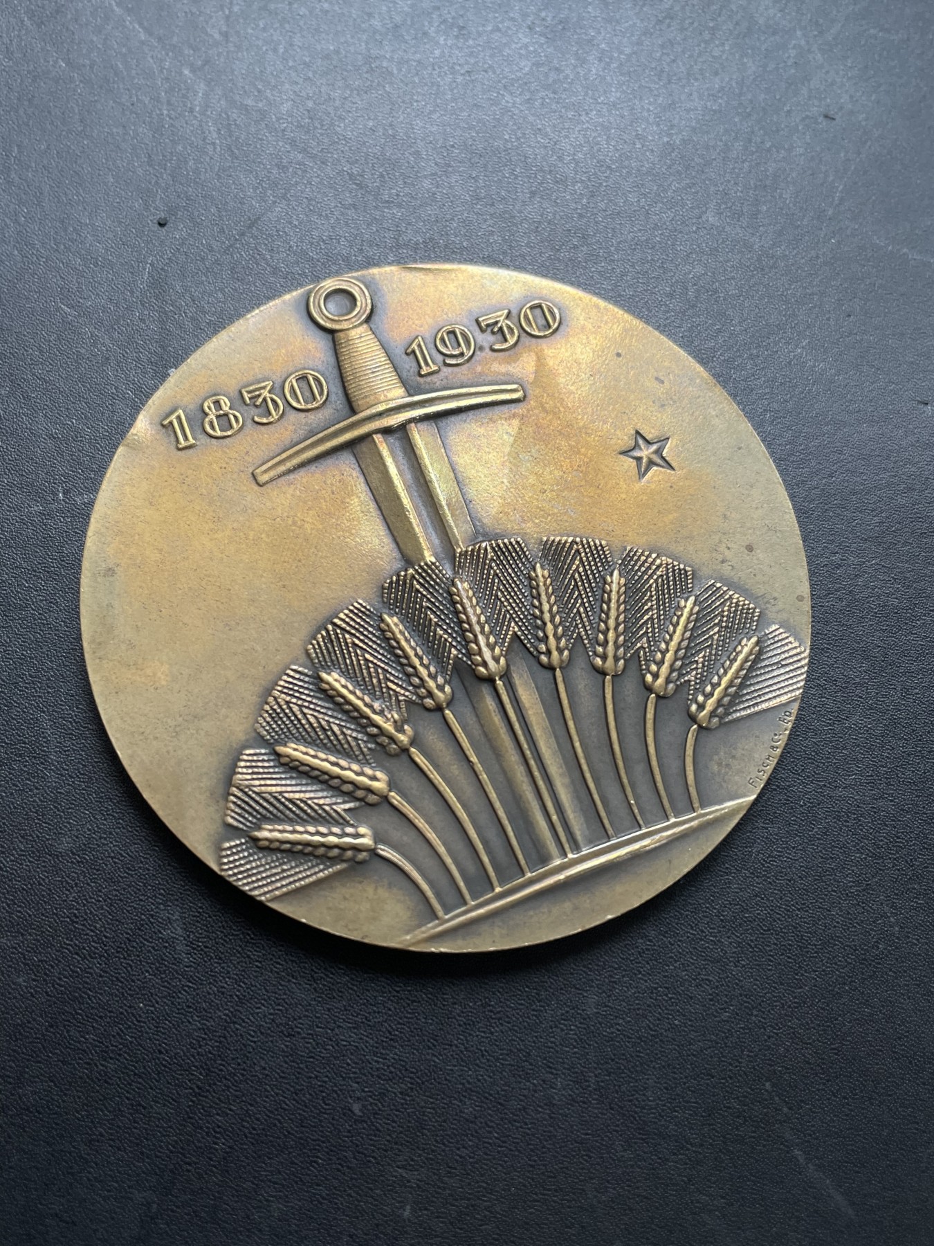 「木头集藏」章牌专场-第39期 比利时独立100周年纪念大铜章  直径：70 mm