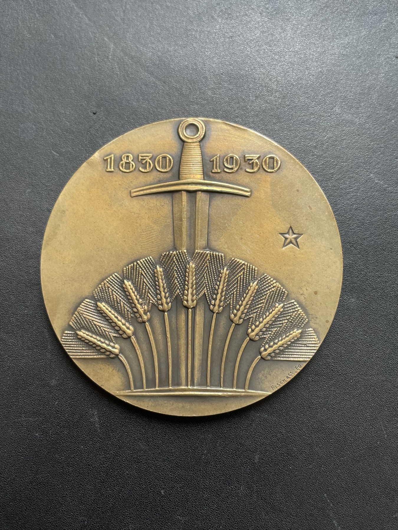 「木头集藏」章牌专场-第39期 比利时独立100周年纪念大铜章  直径：70 mm