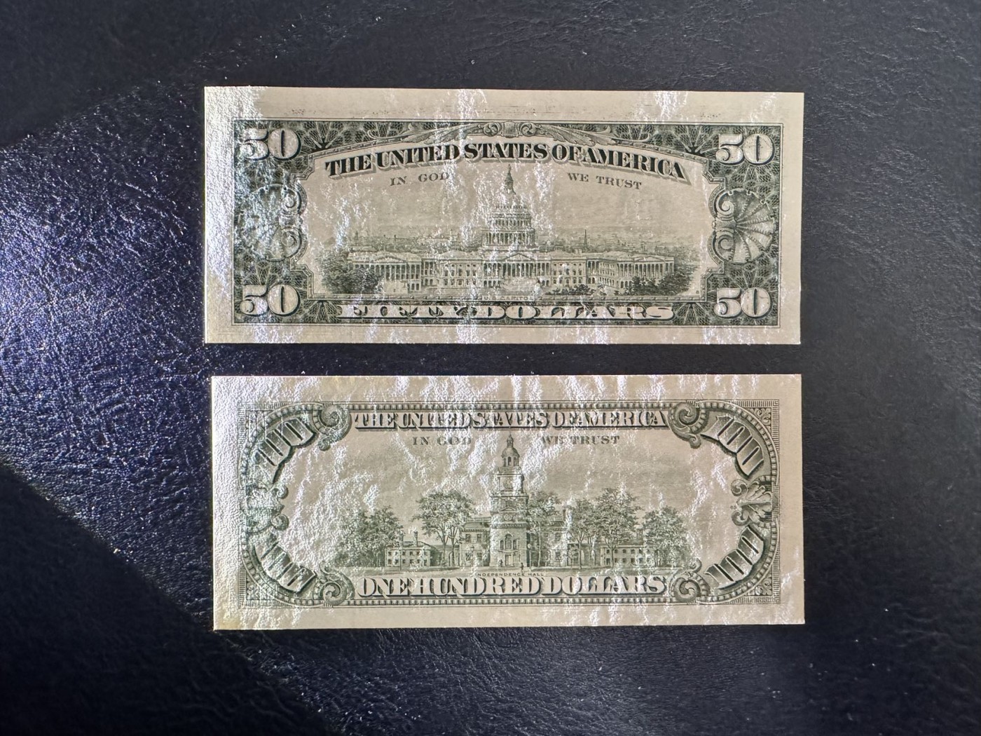 收藏联盟Quantum Auction 第334期拍卖  美国联邦储备1993年50元和1985年100元 品相分别为UNC-和AU
