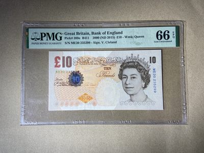 【礼羽收藏】🌏世界钱币拍卖第109期 - 【ME30 235299】2015年英国E序列再版10镑纸币 女王钞 无47尾99 🇬🇧Great Britain, Bank of England, �10 B411    2000 (ND 2015)