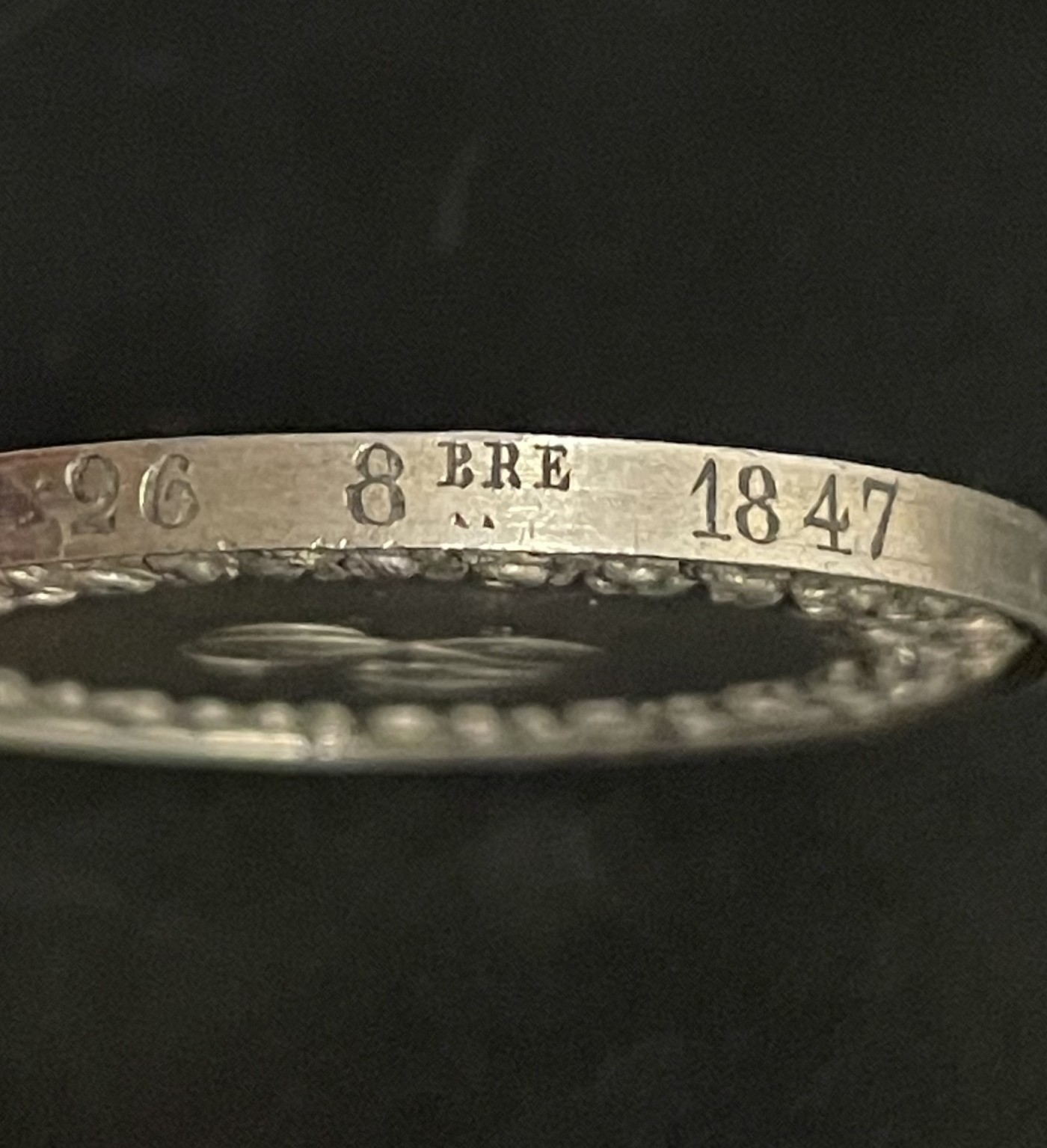 「木头集藏」章牌专场-第39期 1847年法国婚礼银章  直径：36 mm，22.5 g，边铭：手指 ARGENT（1845-1860年）