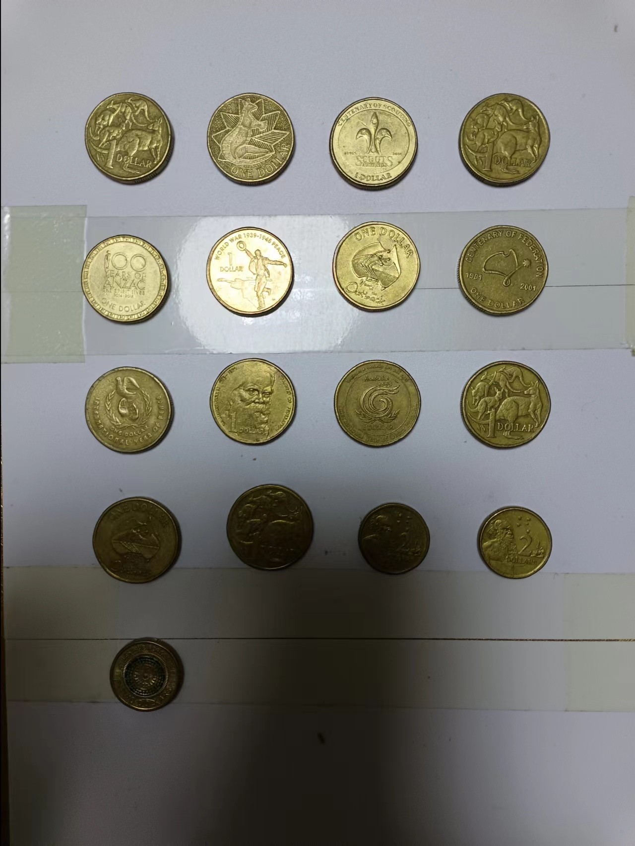 【20240401】非全新硬币和纸币第126场 澳大利亚17枚硬币，其中1澳元14枚，2澳元3枚，合计20澳元