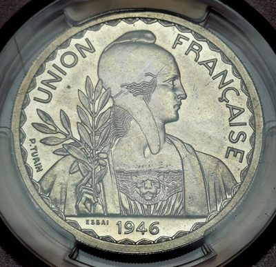 凡希社世界钱币微拍第二百六十五期 - 荐！1946法属印度支那皮亚斯特ESSAI样币PCGS-SP64