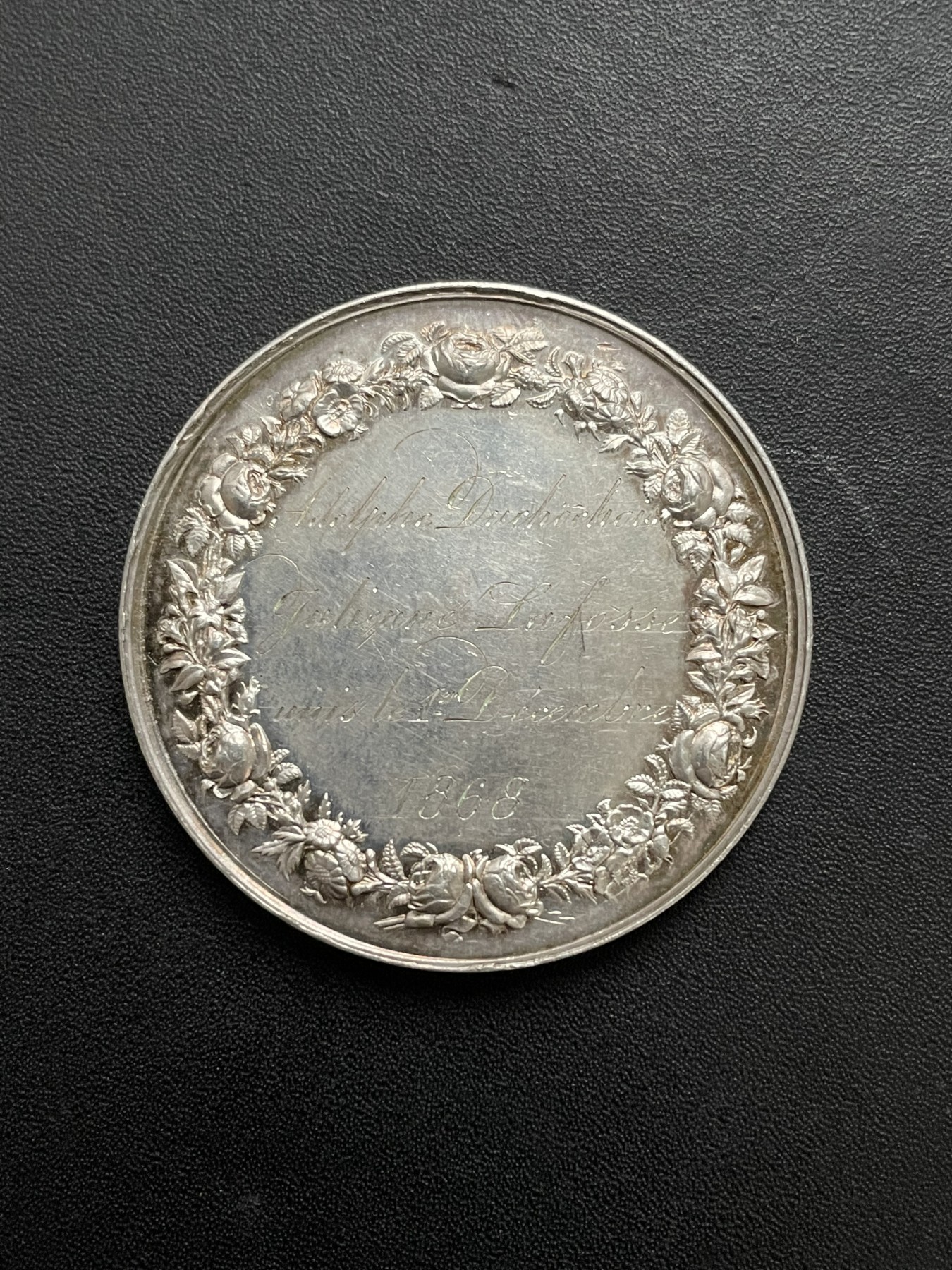 「木头集藏」章牌专场-第39期 1868年法国婚礼银章  直径：37mm，21.8g，边铭：蜜蜂 ARGENT