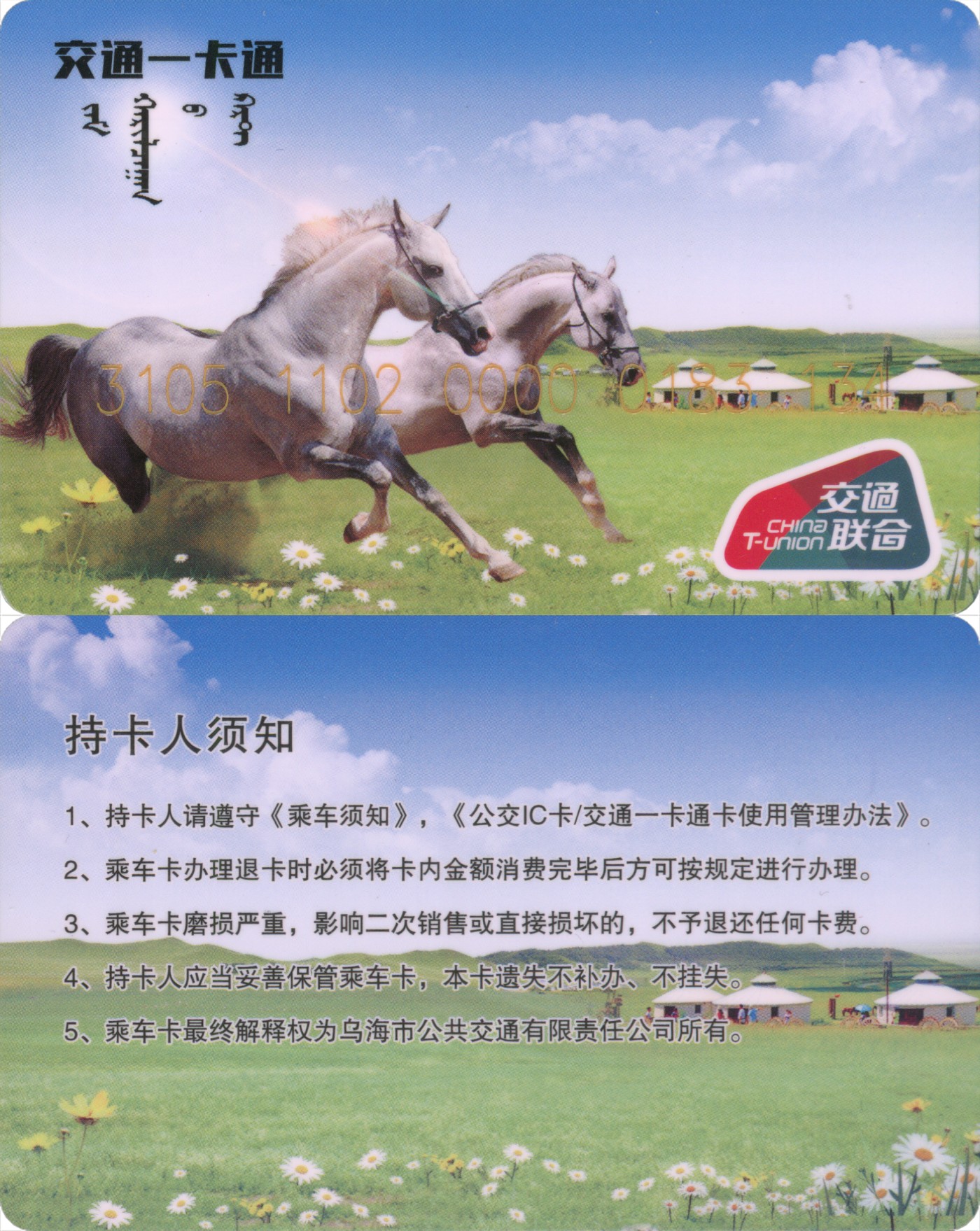 交通卡专场 乌海市公共交通 交联卡 2张