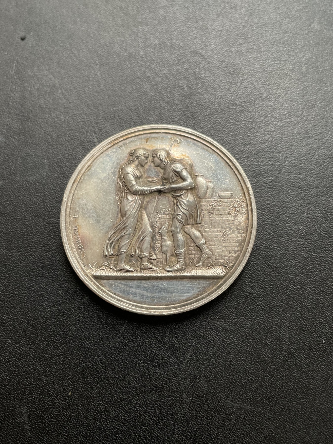 「木头集藏」章牌专场-第39期 1847年法国婚礼银章  直径：36 mm，22.5 g，边铭：手指 ARGENT（1845-1860年）