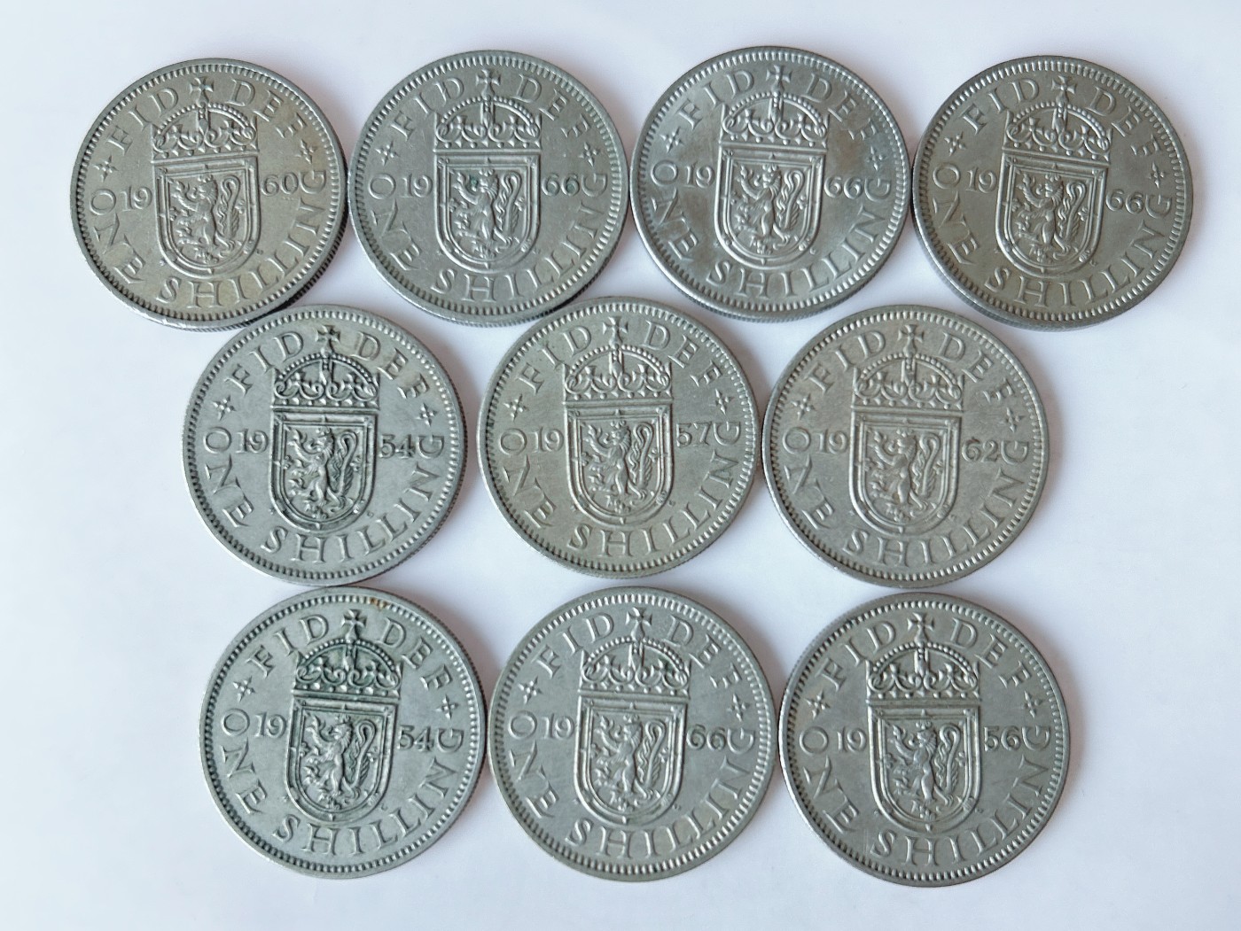 第一海外回流一元起拍收藏 散币专场 第75期 英国1先令 苏格兰站狮 10枚