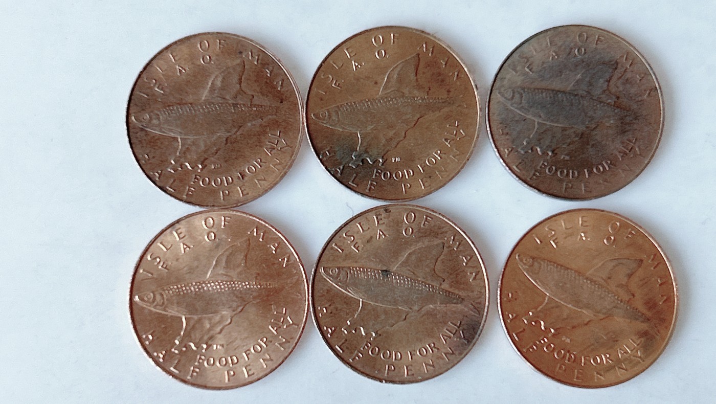 第一海外回流一元起拍收藏 散币专场 第75期 英属马恩岛1/2便士 6枚