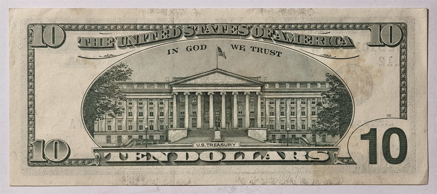 紫瑗钱币——第335期拍卖——纸币场 美国 2003年 L版 无序列 亚历山大·汉密尔顿 10美元 大头版 UNC (有脏）