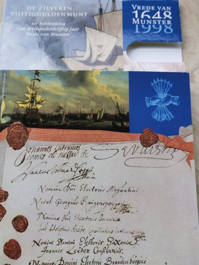 道一币馆币章第四十九场 - 原包装 荷兰1998年明斯特条约/荷兰建国350周年50盾精制银币