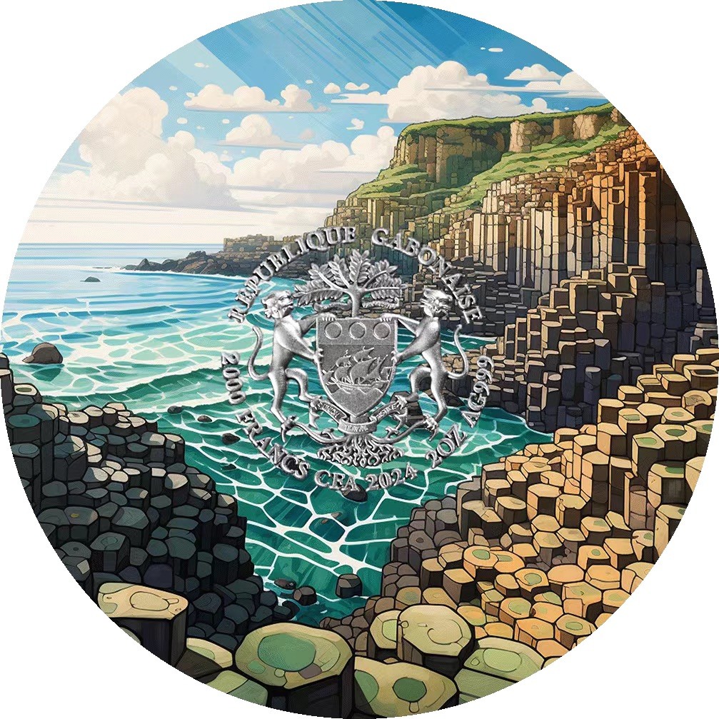 CSIS-GREAT评级精品钱币拍卖第二百四十期 拍多少算多少  加蓬2024年英国北爱尔兰巨人之路2盎司仿古彩色高浮雕纪念银币