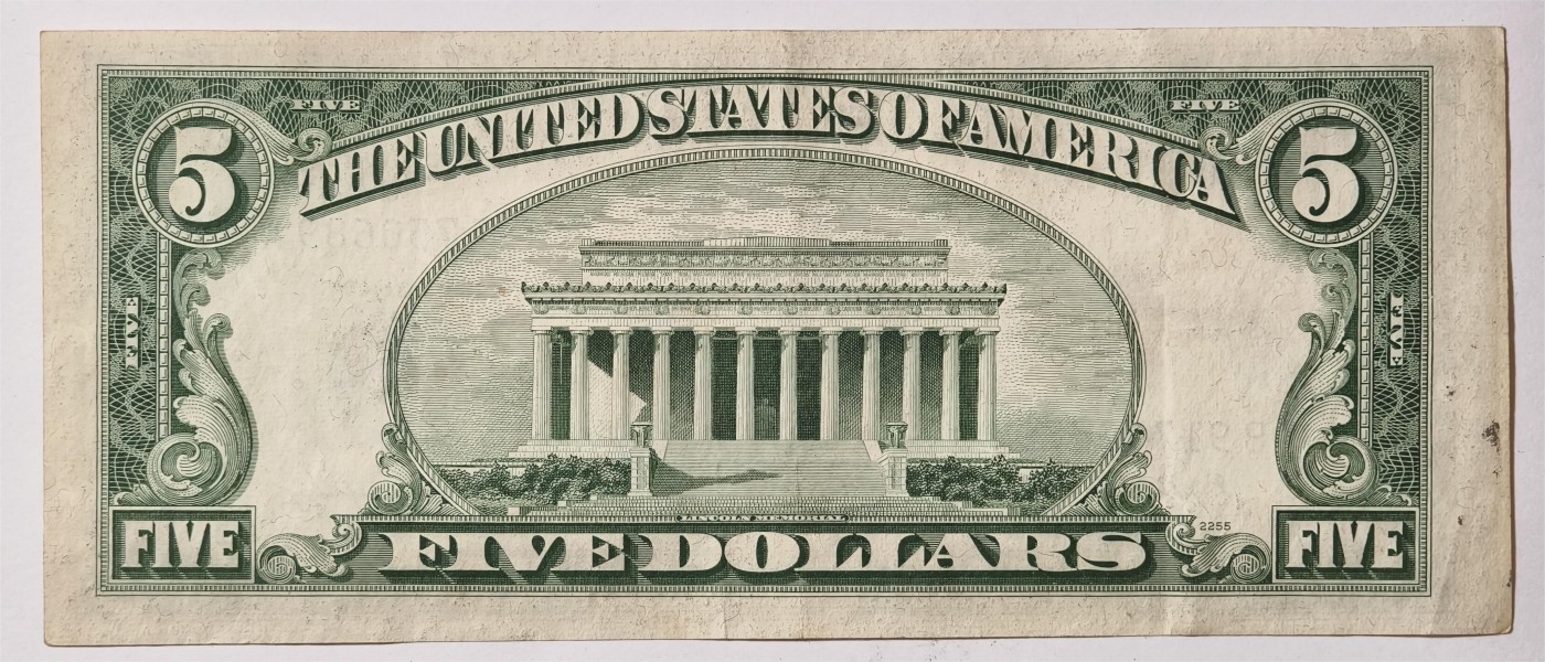 紫瑗钱币——第335期拍卖——纸币场 美国 1953年 无序列 亚伯拉罕·林肯 5美元 蓝印 银元券 流通品