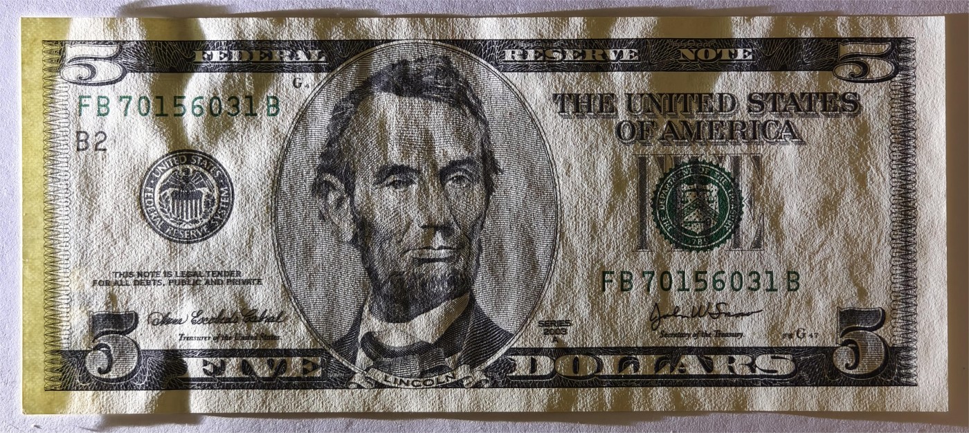 紫瑗钱币——第335期拍卖——纸币场 美国 2003年 B版 A序列 亚伯拉罕·林肯 5美元 大头版 UNC