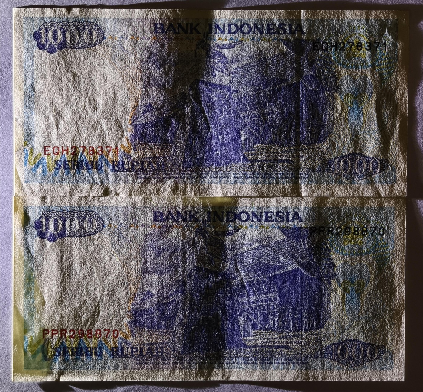 紫瑗钱币——第335期拍卖——纸币场 印度尼西亚 1992年 多巴湖 1000卢比 2枚一组 UNC-